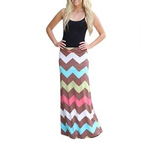 Bohemian High Waist Long Pencil Skirt  Multi-print Pattern  M